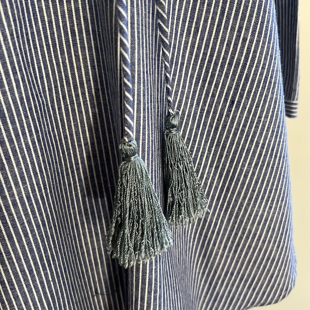 Shakuhachi Stripe Chambray Kaftan Top - Picture 6 of 14